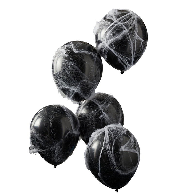 Black Webbed Latex Balloons (x5)