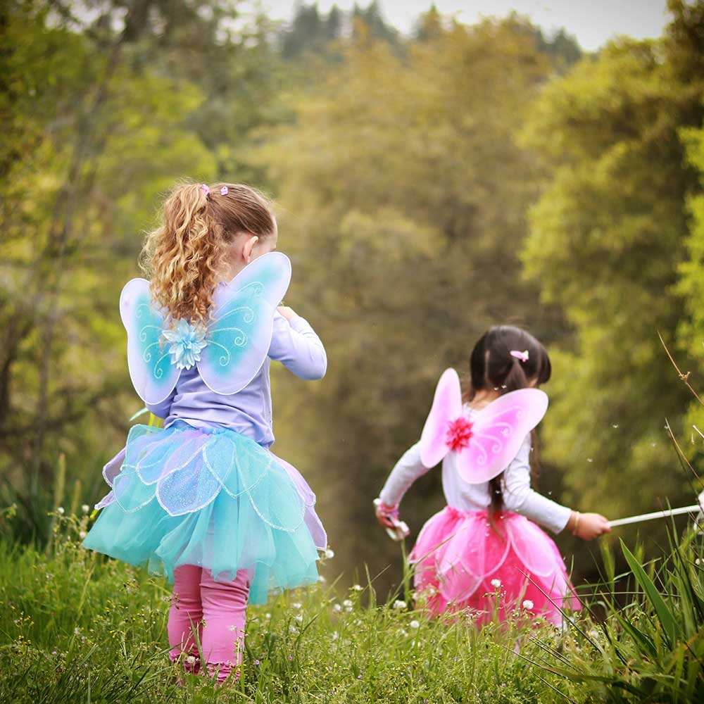 Kids Glitter Blue Skirt, Wings and Wand Set Kids Party