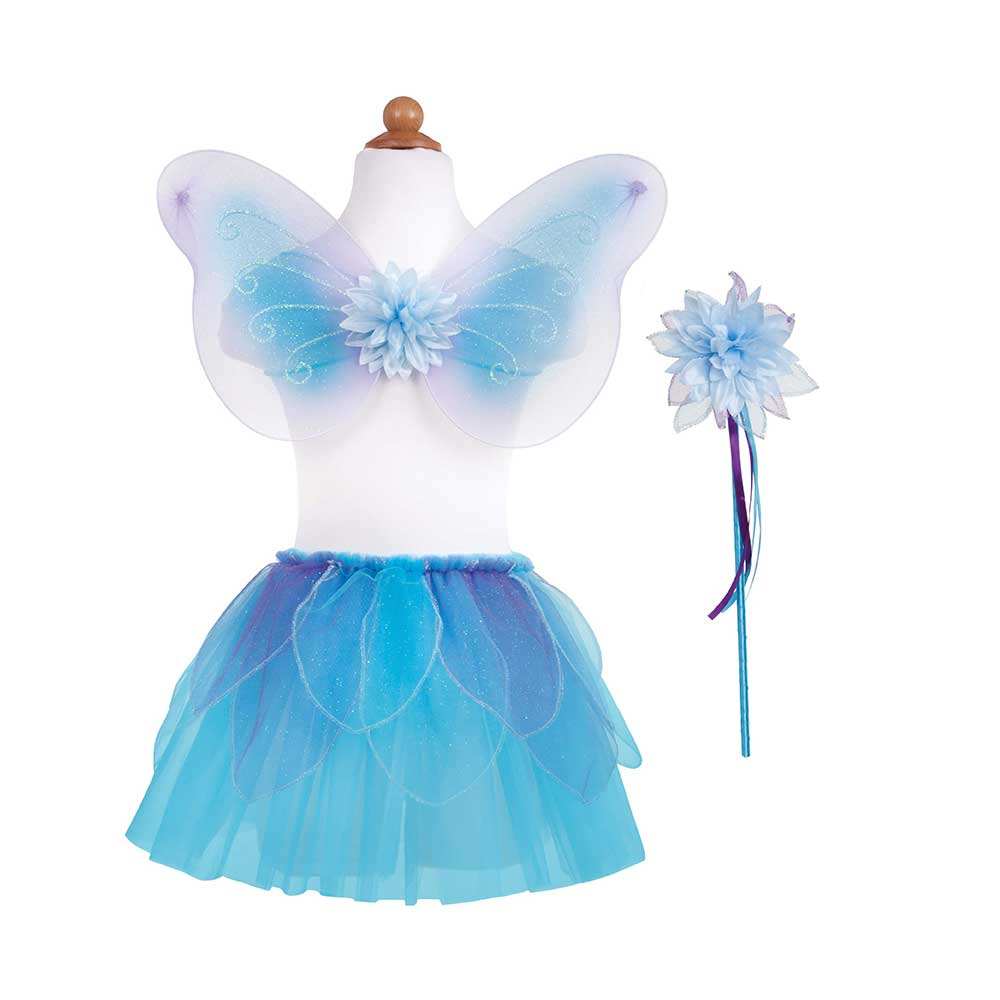 Kids Glitter Blue Skirt, Wings and Wand Set Kids Party