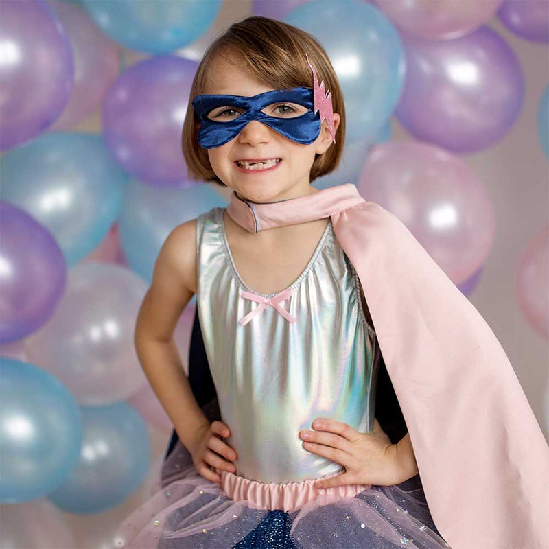 Kids Super Hero Tutu, Cape and Mask Set - Pink/Navy