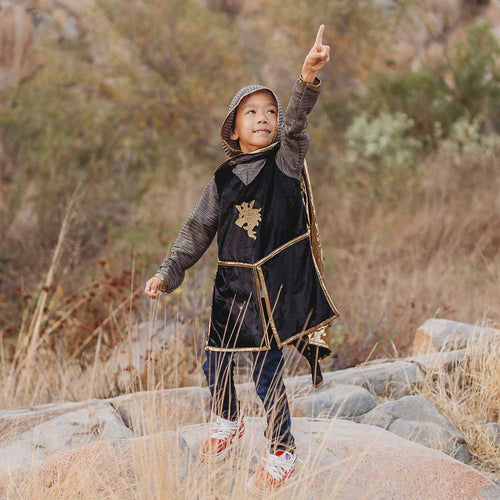 Kids Knight Tunic with Cape and Crown Set - Gold