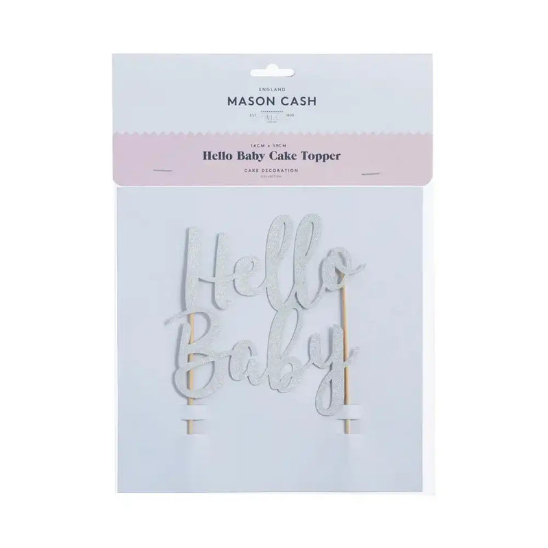 Hello Baby Silver Glitter Cake Topper Baby Shower