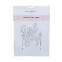 Girl Or Boy Silver Glitter Cake Topper Baby Shower