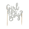 Girl Or Boy Silver Glitter Cake Topper Baby Shower