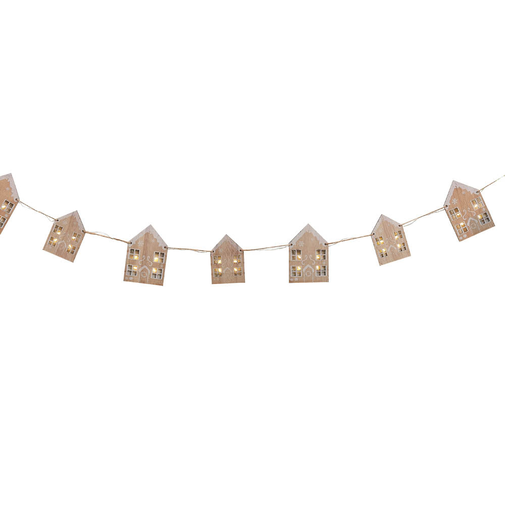 Light Up Wooden House Bunting (2m) Christmas 2024