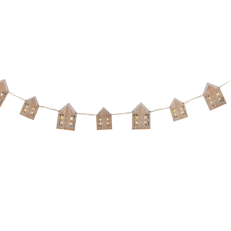 Light Up Wooden House Bunting (2m)