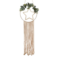 Wooden Hoop & Star Wreath with Macrame Hanging Detail Christmas 2024