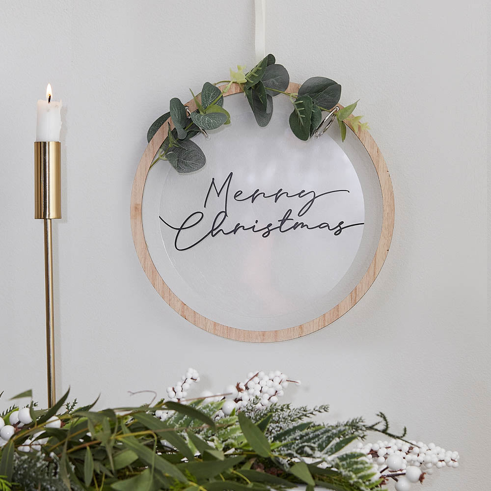 Merry Christmas Wooden Wreath Christmas 2024
