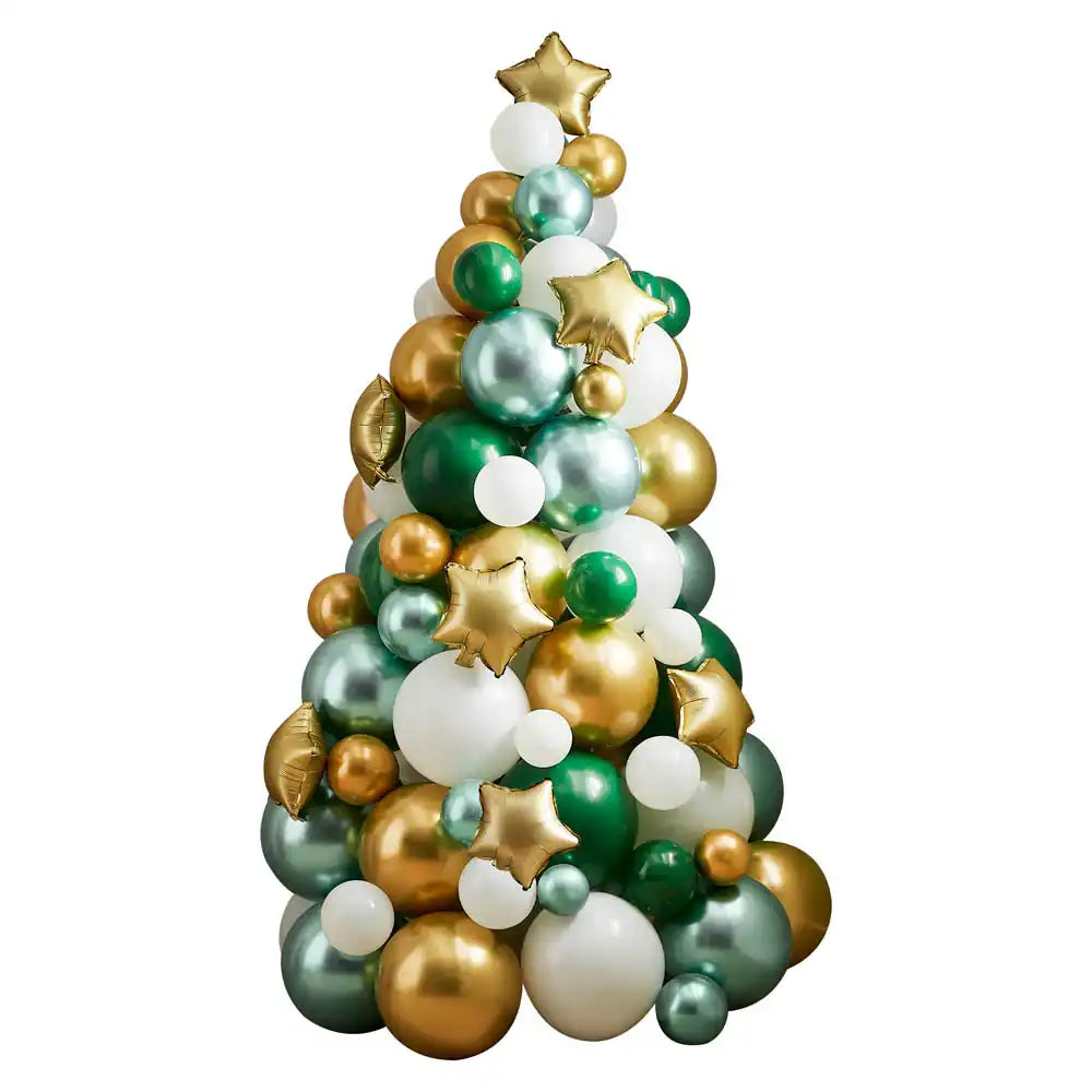 Balloon Tree - Green, Gold and White Christmas 2024