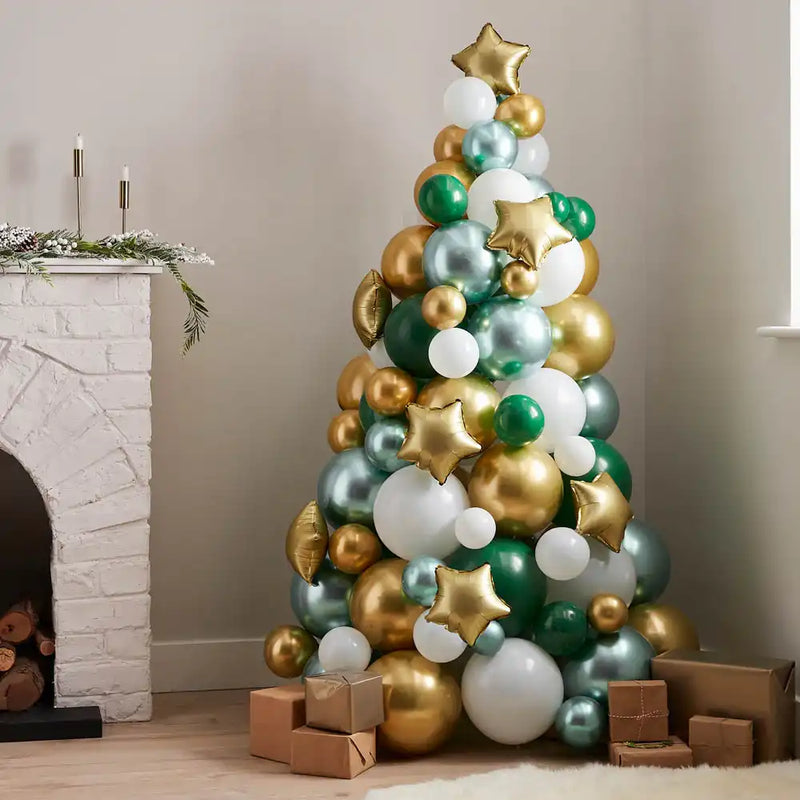Balloon Tree - Green, Gold and White Christmas 2024