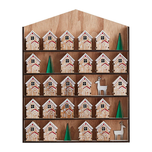 Wooden Advent Calendar with Mini Houses