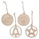 Wooden Hanging Christmas Decorations Foliage Sprigs