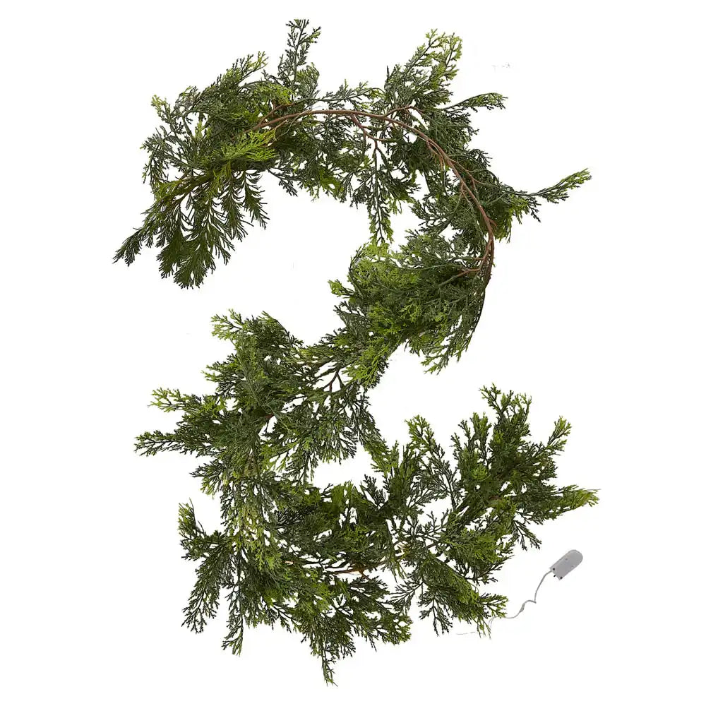 Cedar Foliage Evergreen Garland with Lights Christmas 2023