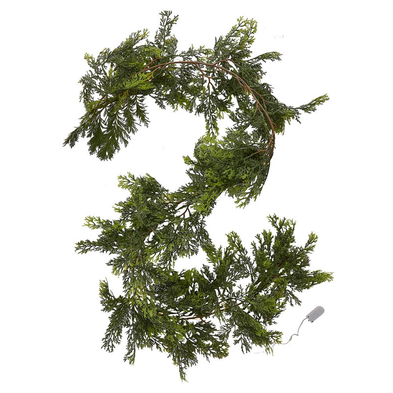 Cedar Foliage Evergreen Garland with Lights