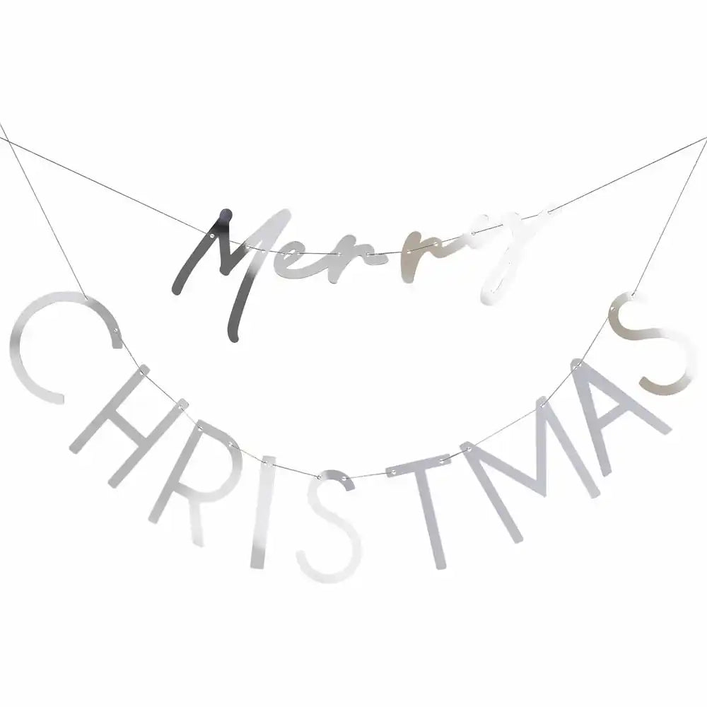 Silver Acrylic Merry Christmas Bunting Christmas 2024