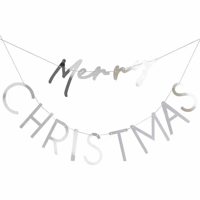 Silver Acrylic Merry Christmas Bunting Christmas 2024