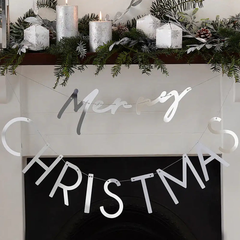 Silver Acrylic Merry Christmas Bunting Christmas 2024