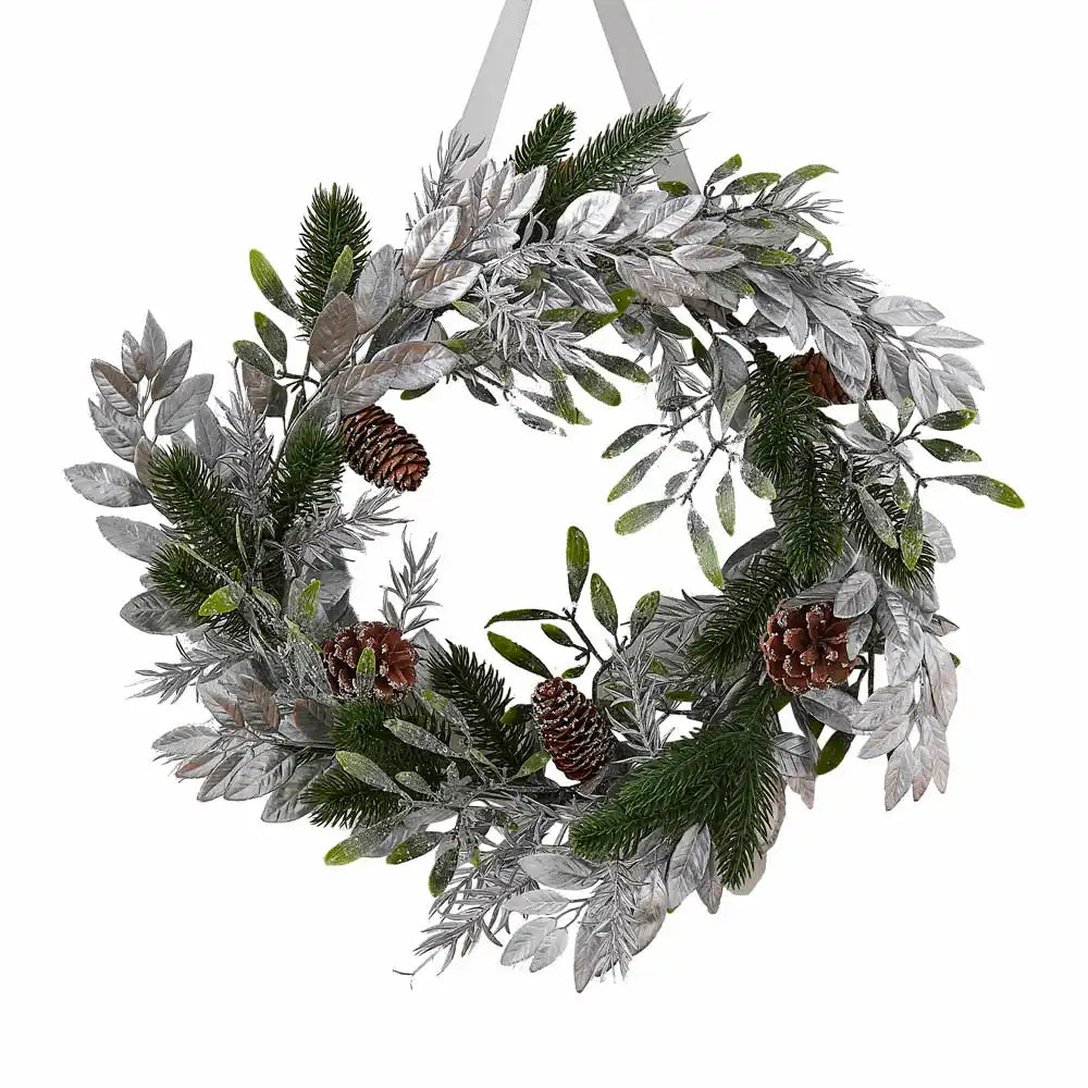 Silver Mistletoe Foliage Wreath Christmas 2024
