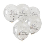 Merry Christmas Confetti Balloons - Silver