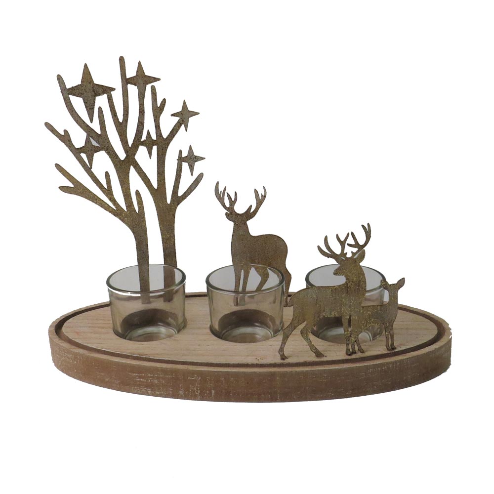 Reindeer Scene Candle Holder Christmas 2024