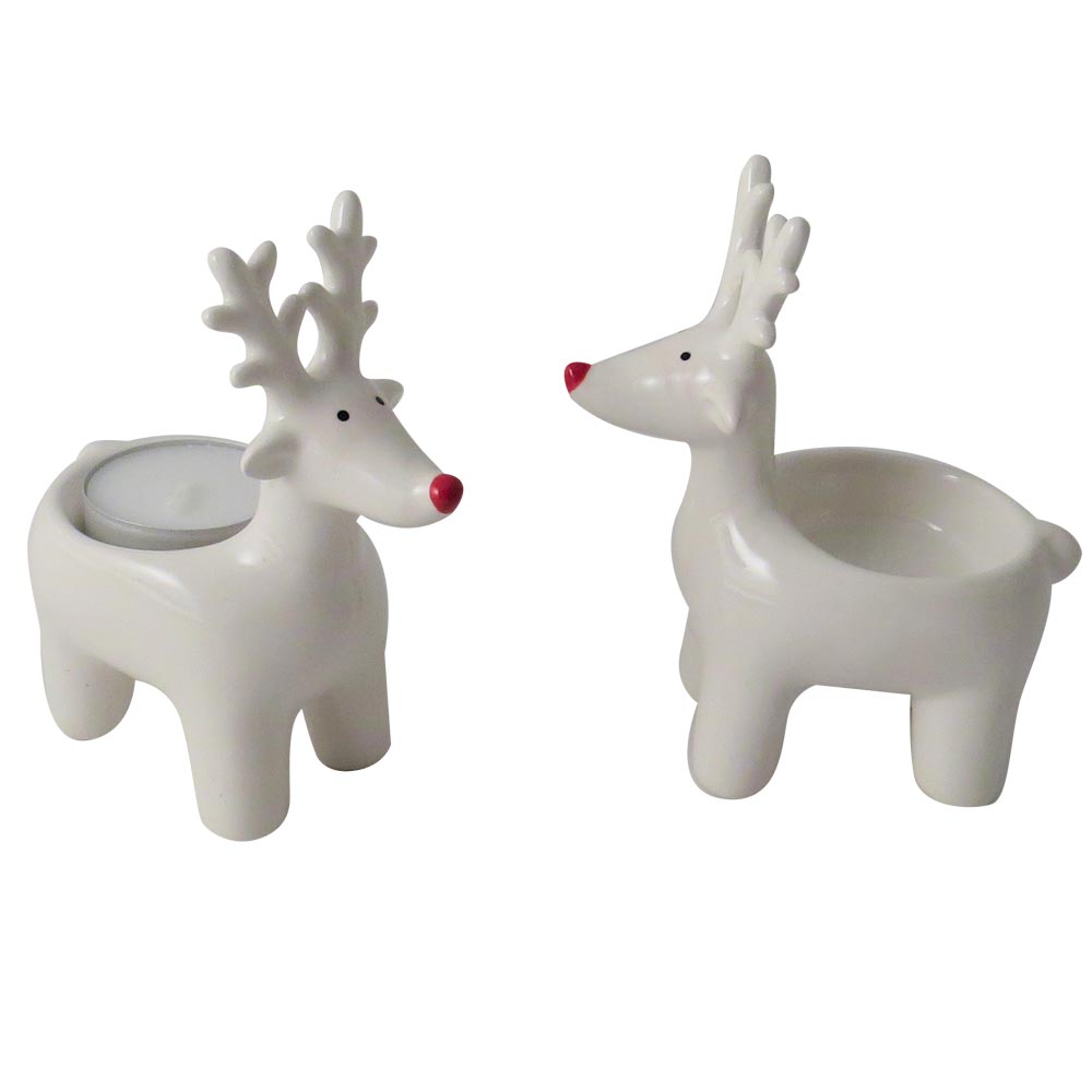 Ceramic Reindeer Tea Light Holder Christmas