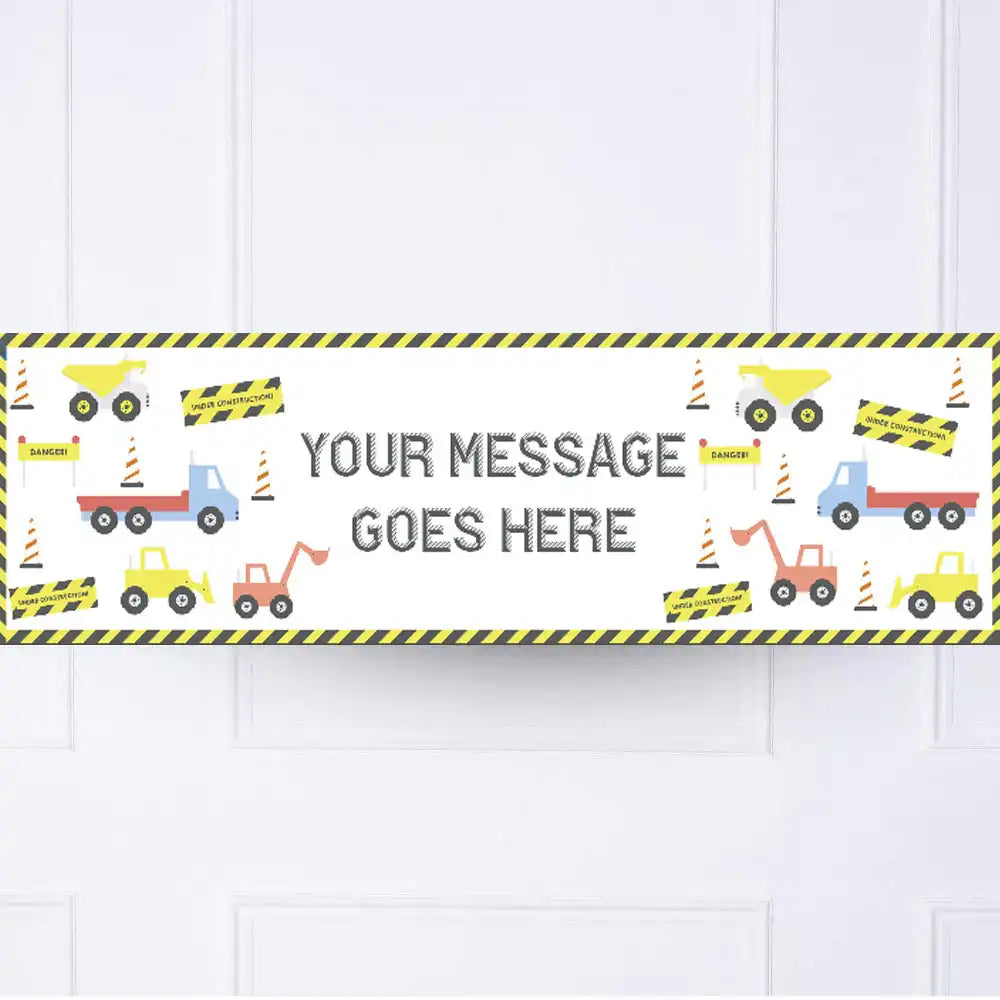 Construction Personalised Party Banner No Personalised Banner
