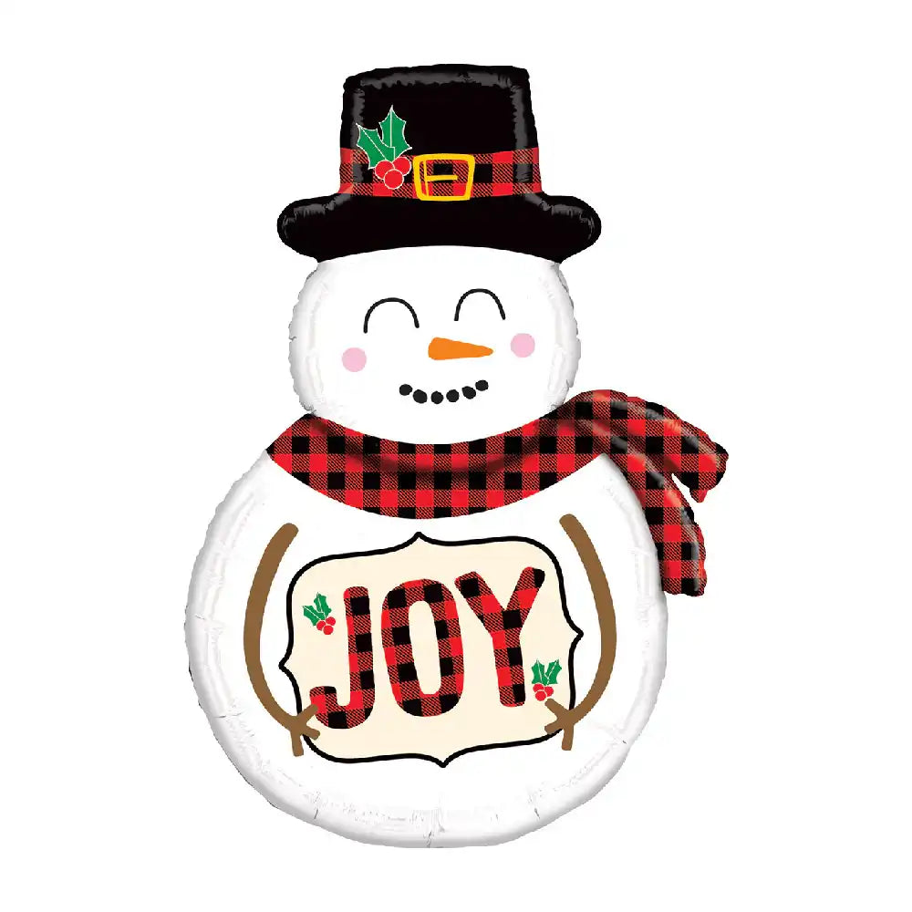 Plaid Snowman Balloon Christmas 2024