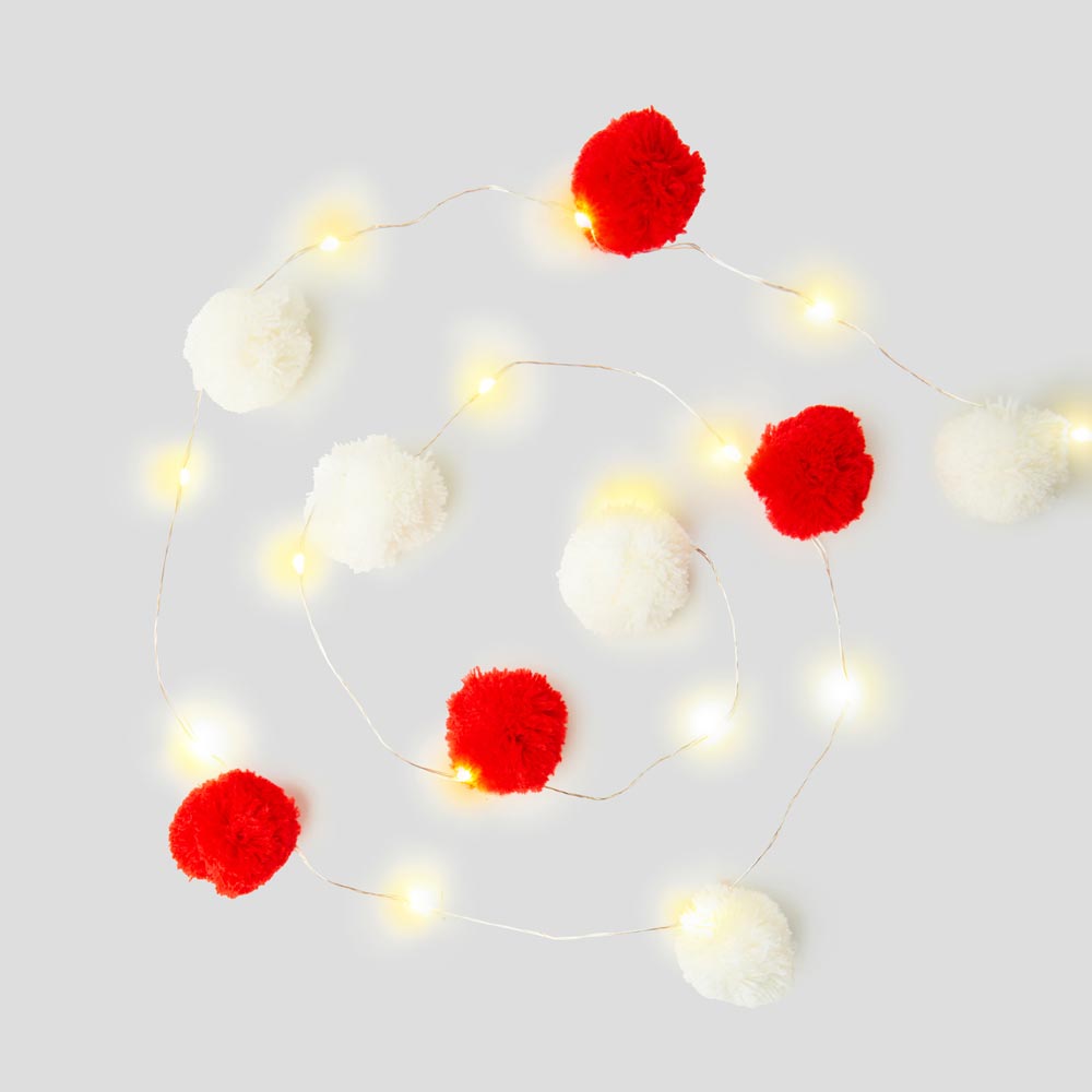 Red And White Pom Pom Lights General Party