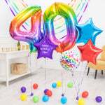 Deluxe Personalised Balloon Bunch - 40th Birthday Rainbow