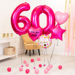 Deluxe Personalised Balloon Bunch - 60th Birthday Pink