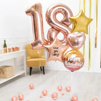 Deluxe Personalised Balloon Bunch - 18th Birthday Rose Gold Personalised Balloons
