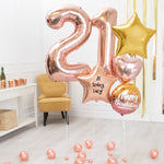 Deluxe Personalised Balloon Bunch - 21st Birthday Rose Gold