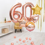 Deluxe Personalised Balloon Bunch - 60th Birthday Rose Gold