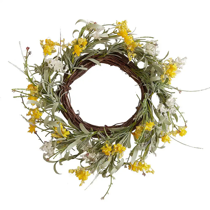 Yellow Flower Foliage Wreath General Party