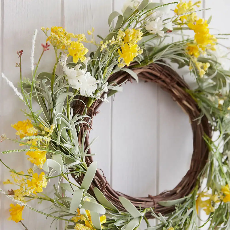 Yellow Flower Foliage Wreath General Party