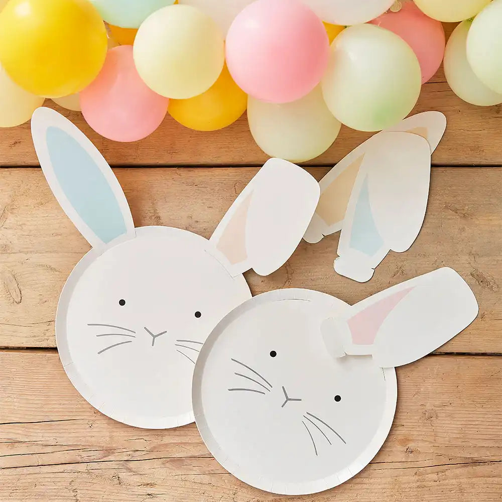 Bunny Face Eco Paper Plates with Interchangeable Ears (x8) Easter