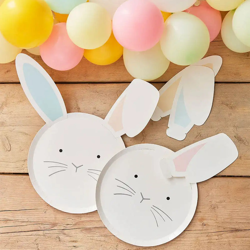 Bunny Face Eco Paper Plates with Interchangeable Ears (x8) Easter