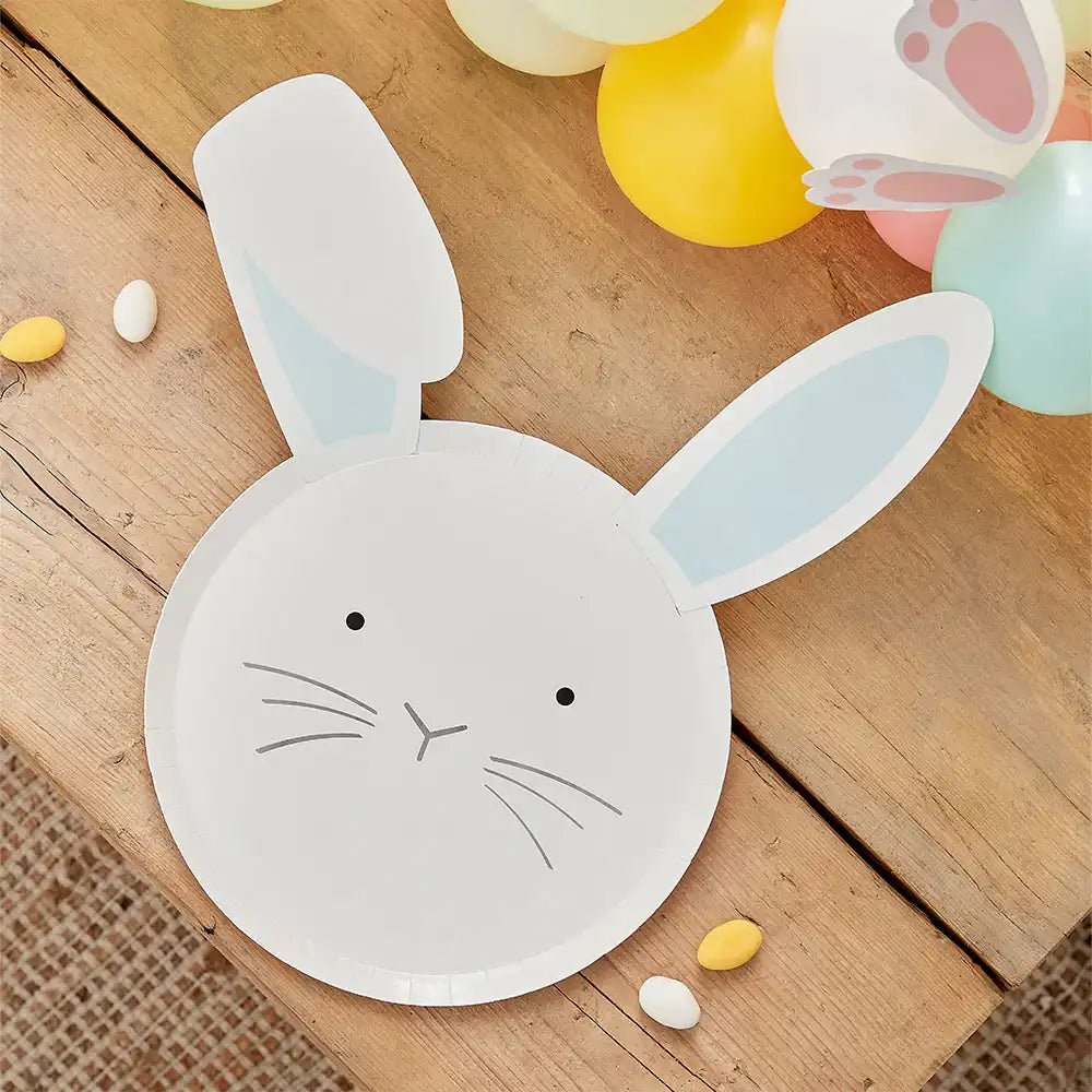 Bunny Face Eco Paper Plates with Interchangeable Ears (x8) Easter
