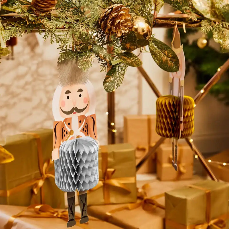 Metallic Nutcracker - Honeycomb Hanging Decorations (x5) Own Brand
