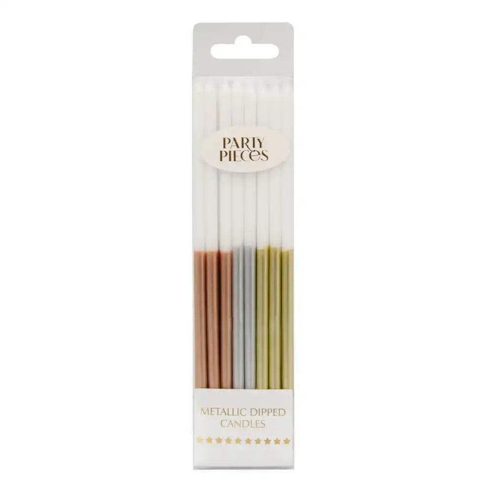 Assorted Metallics - Dipped Metallic Tall Candles (x16) Own Brand