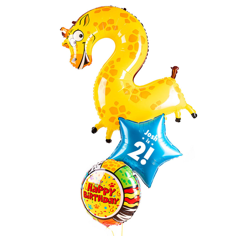Personalised 2nd Birthday Animaloon Balloon Bunch
