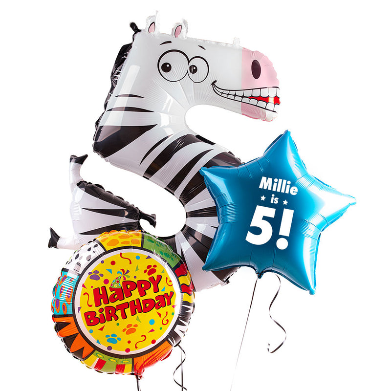 Personalised 5th Birthday Animaloon Balloon Bunch