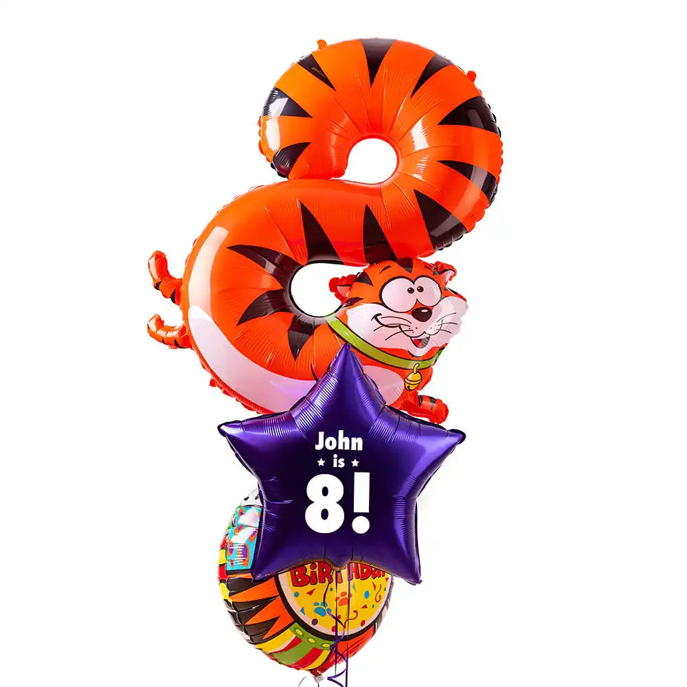 Personalised 8th Birthday Animaloon Balloon Bunch Personalised Balloons