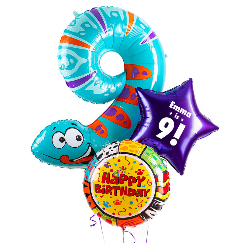 Personalised 9th Birthday Animaloon Balloon Bunch