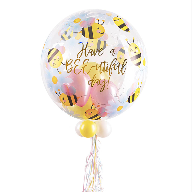 Personalised Bubble Balloon in a Box - Sweet Bees & Daisies