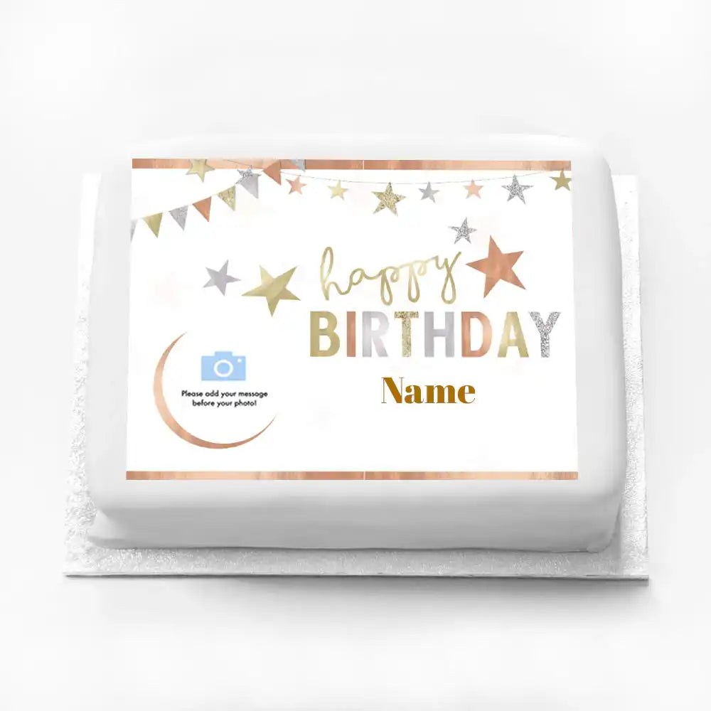 Personalised Photo Cake - Mixed Metallics Large (up to 20 small portions) Personalised Cake