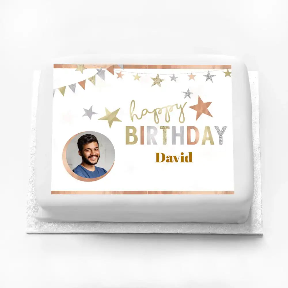 Personalised Photo Cake - Mixed Metallics Personalised Cake