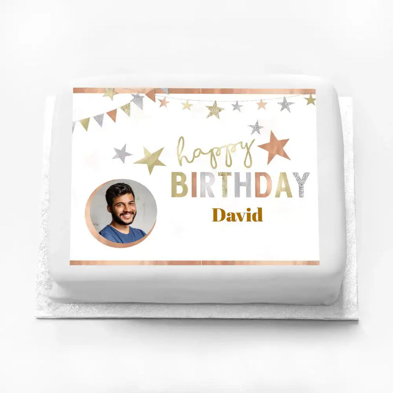 Personalised Photo Cake - Mixed Metallics Personalised Cake
