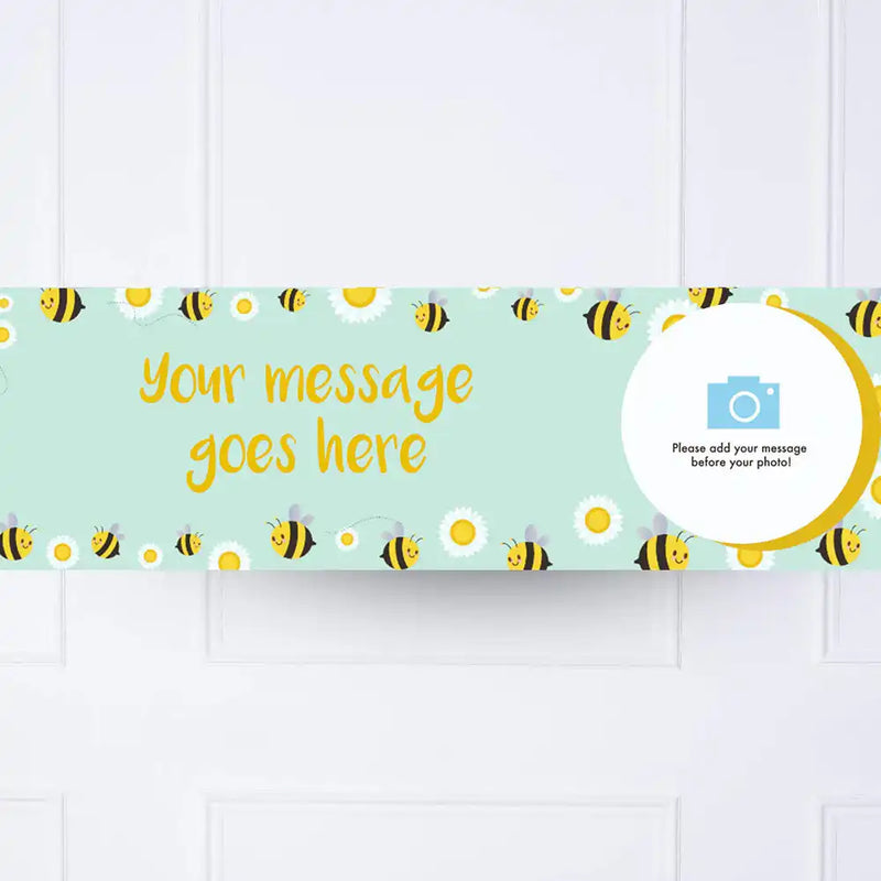 Sweet Bees & Daisies Personalised Party Banner Photo & Message Personalised Banner