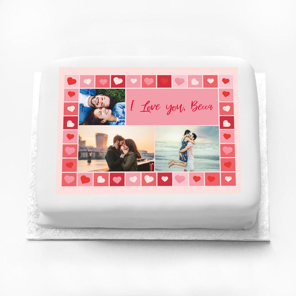 Personalised Photo Cake - Photo Heart Collage Personalised Cake